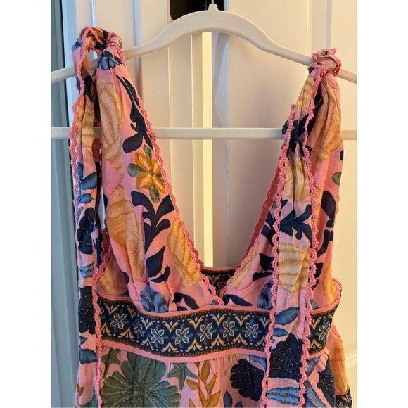 NWT Farm Rio SEASHELL tiered PINK MIDI DRESS, XXS $275 - Picture 4 of 9